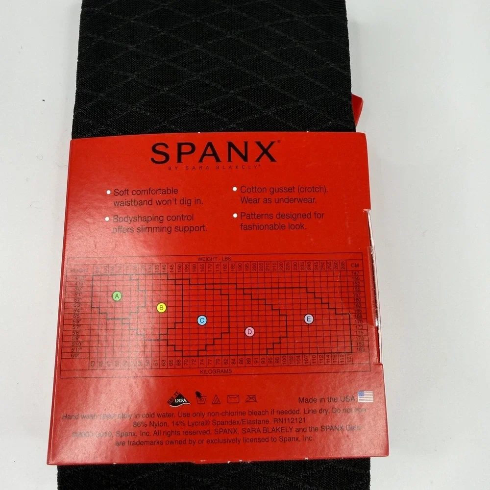 Spanx Tight-End Leggings Womens Size B Black Diamond Foil Patterned Bodyshaping